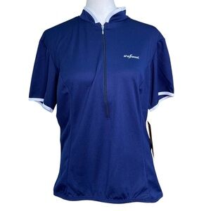 Shebeest Milano Short-Sleeve Navy Blue Cycling Jersey 3/4 Zip Microwic (Size XL)